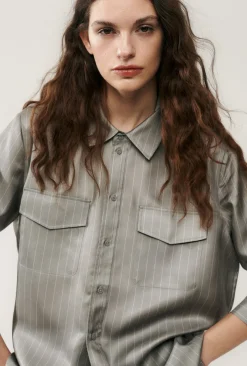 TWILL BOYFRIEND SHIRT MOON PINSTRIPE