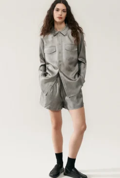 TWILL BOYFRIEND SHIRT MOON PINSTRIPE