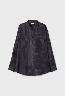 TWILL BOYFRIEND SHIRT PINSTRIPE BLACK / WHITE