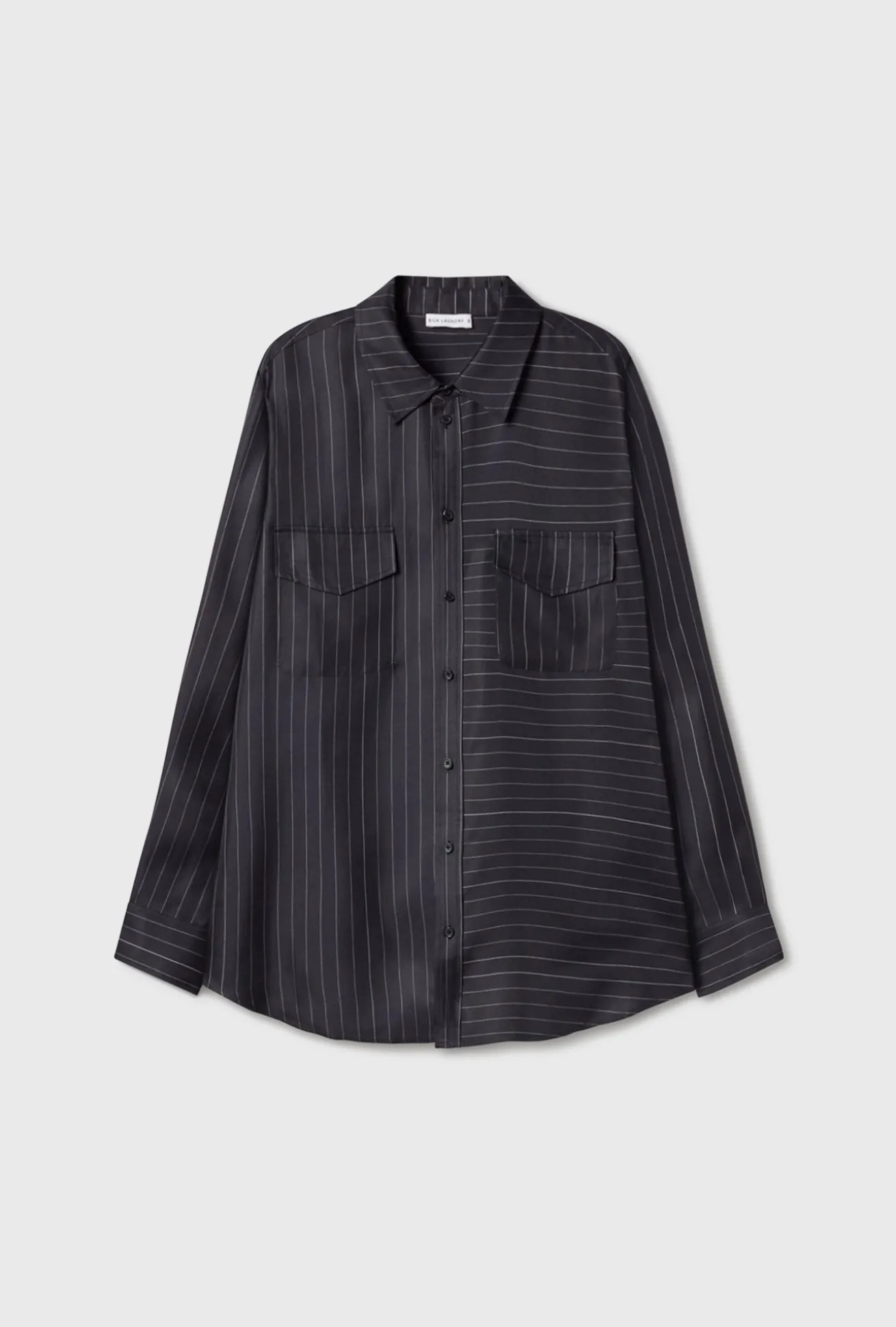 TWILL BOYFRIEND SHIRT PINSTRIPE BLACK / WHITE