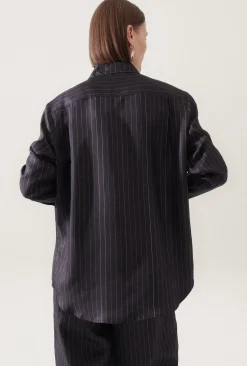 TWILL BOYFRIEND SHIRT PINSTRIPE BLACK / WHITE