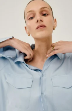 TWILL BOYFRIEND SHIRT SKY