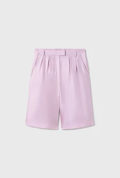 TWILL DOUBLE PLEATED SHORTS LILAC