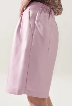TWILL DOUBLE PLEATED SHORTS LILAC