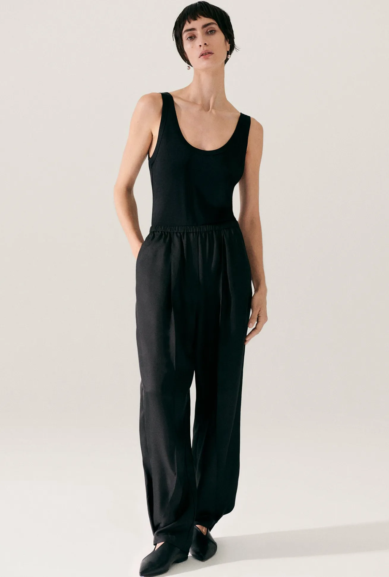 TWILL HAREM PANTS BLACK