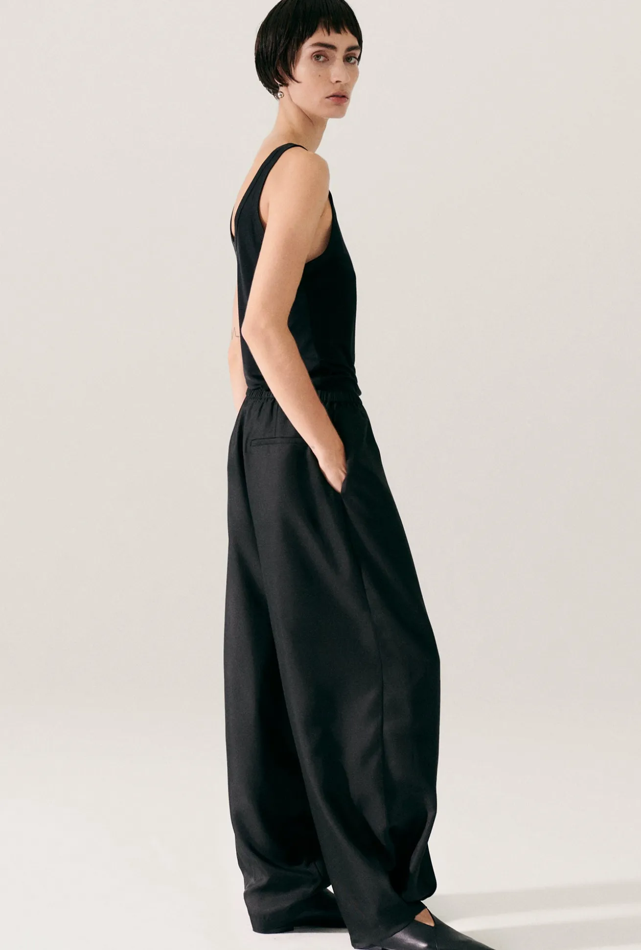 TWILL HAREM PANTS BLACK