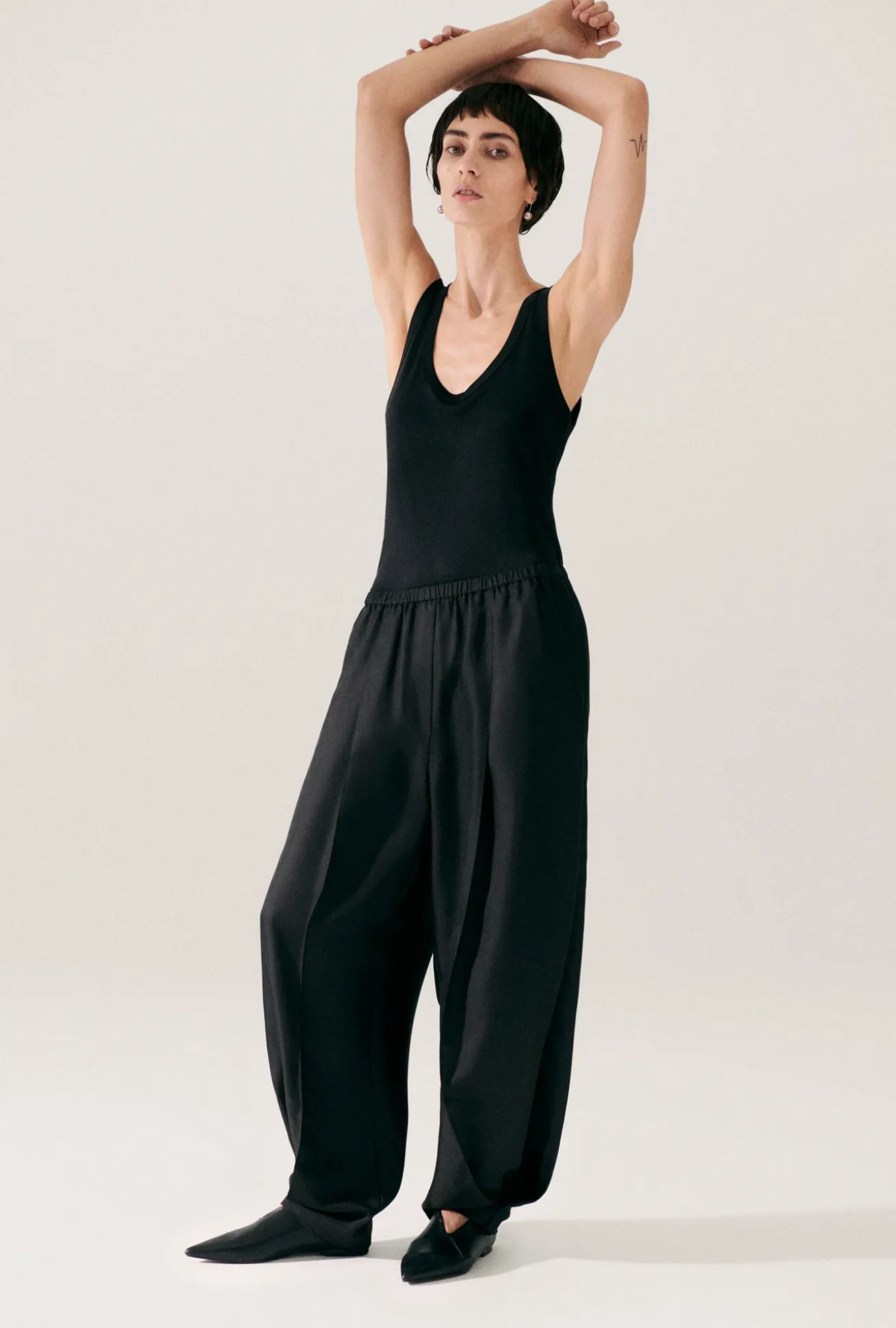 TWILL HAREM PANTS BLACK