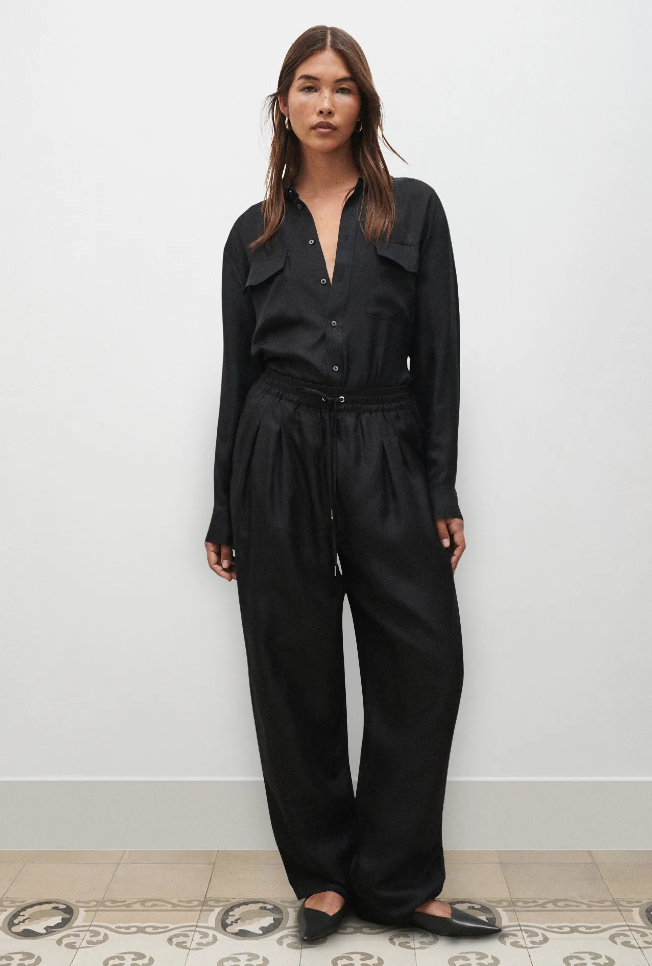 TWILL SLOUCH PANTS BLACK