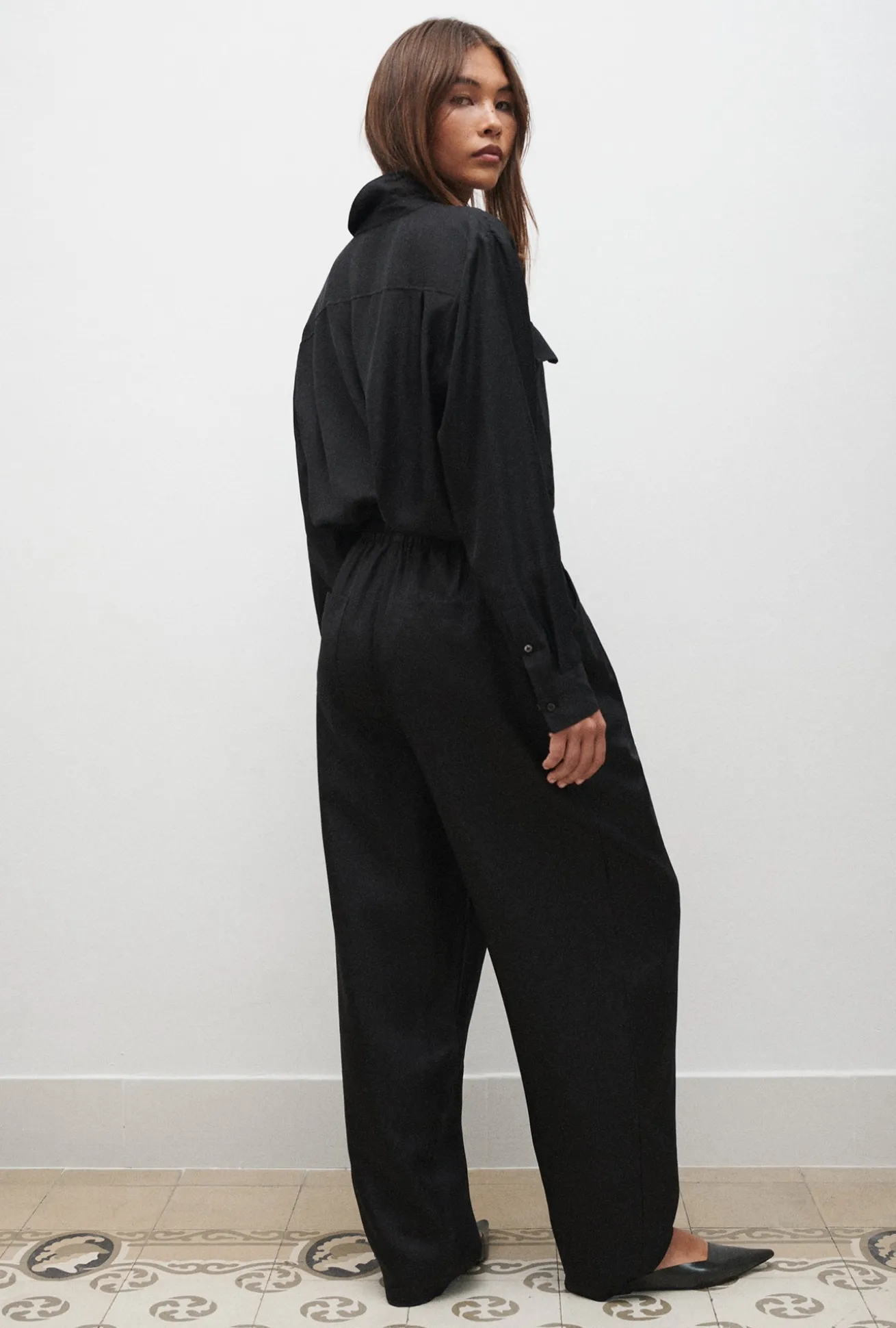 TWILL SLOUCH PANTS BLACK