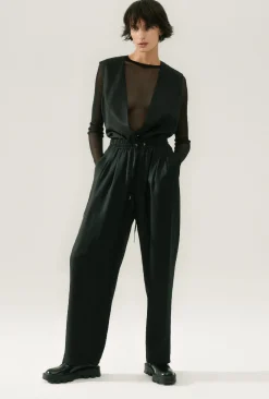 TWILL SLOUCH PANTS BLACK