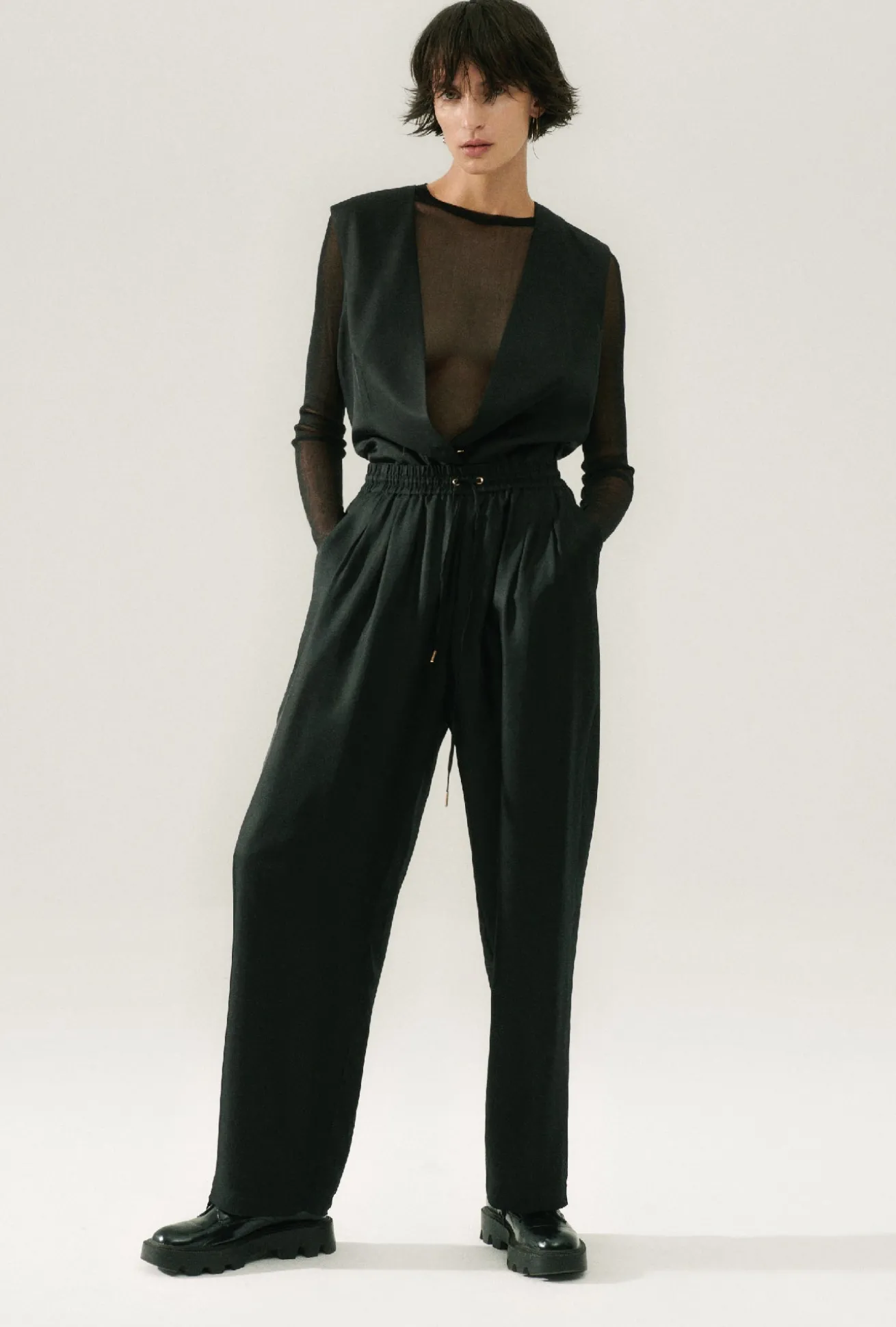 TWILL SLOUCH PANTS BLACK