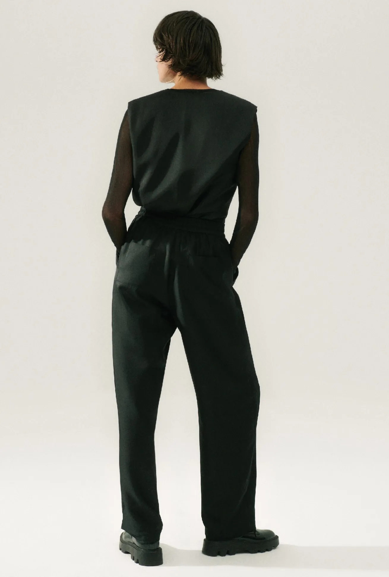 TWILL SLOUCH PANTS BLACK