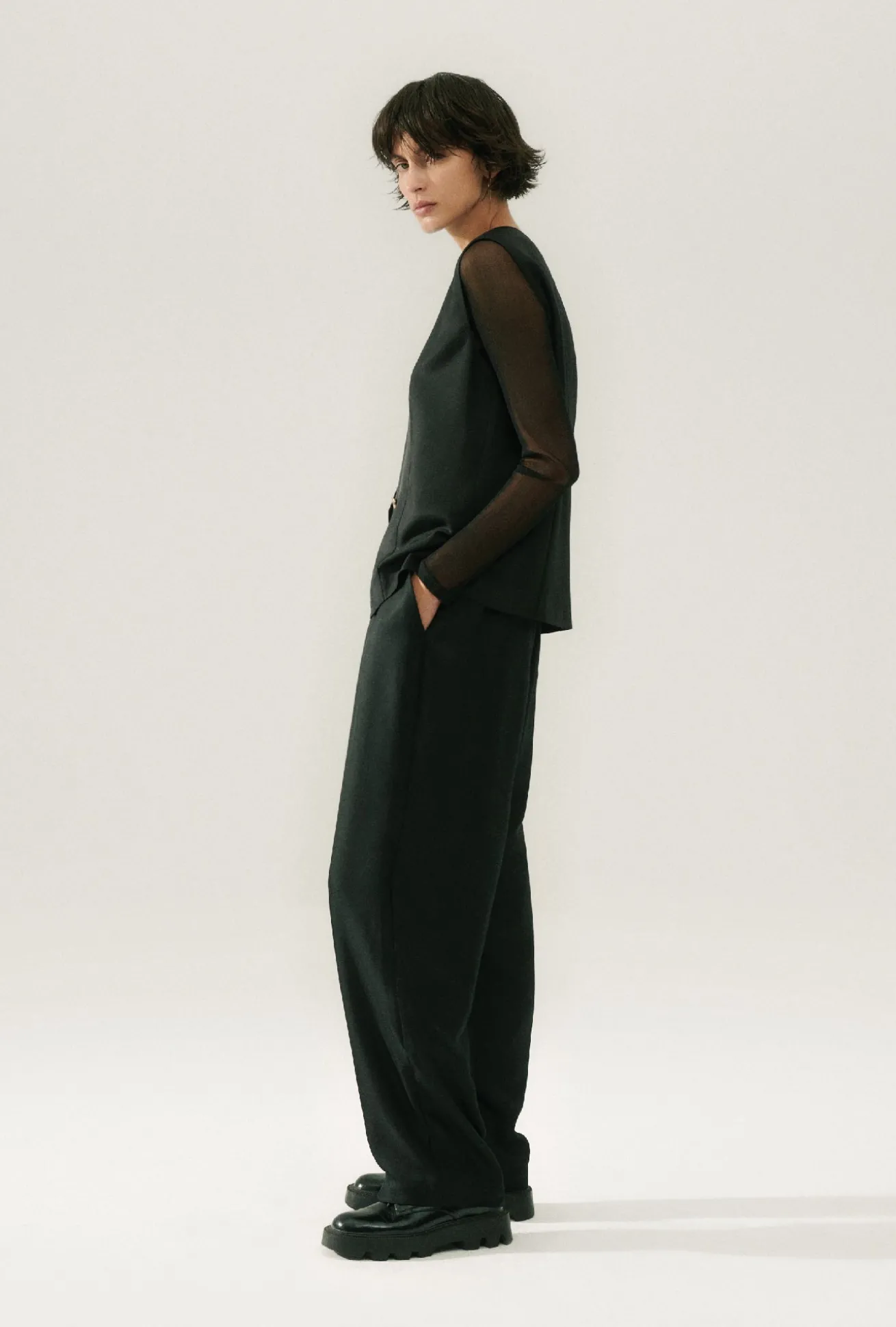 TWILL SLOUCH PANTS BLACK