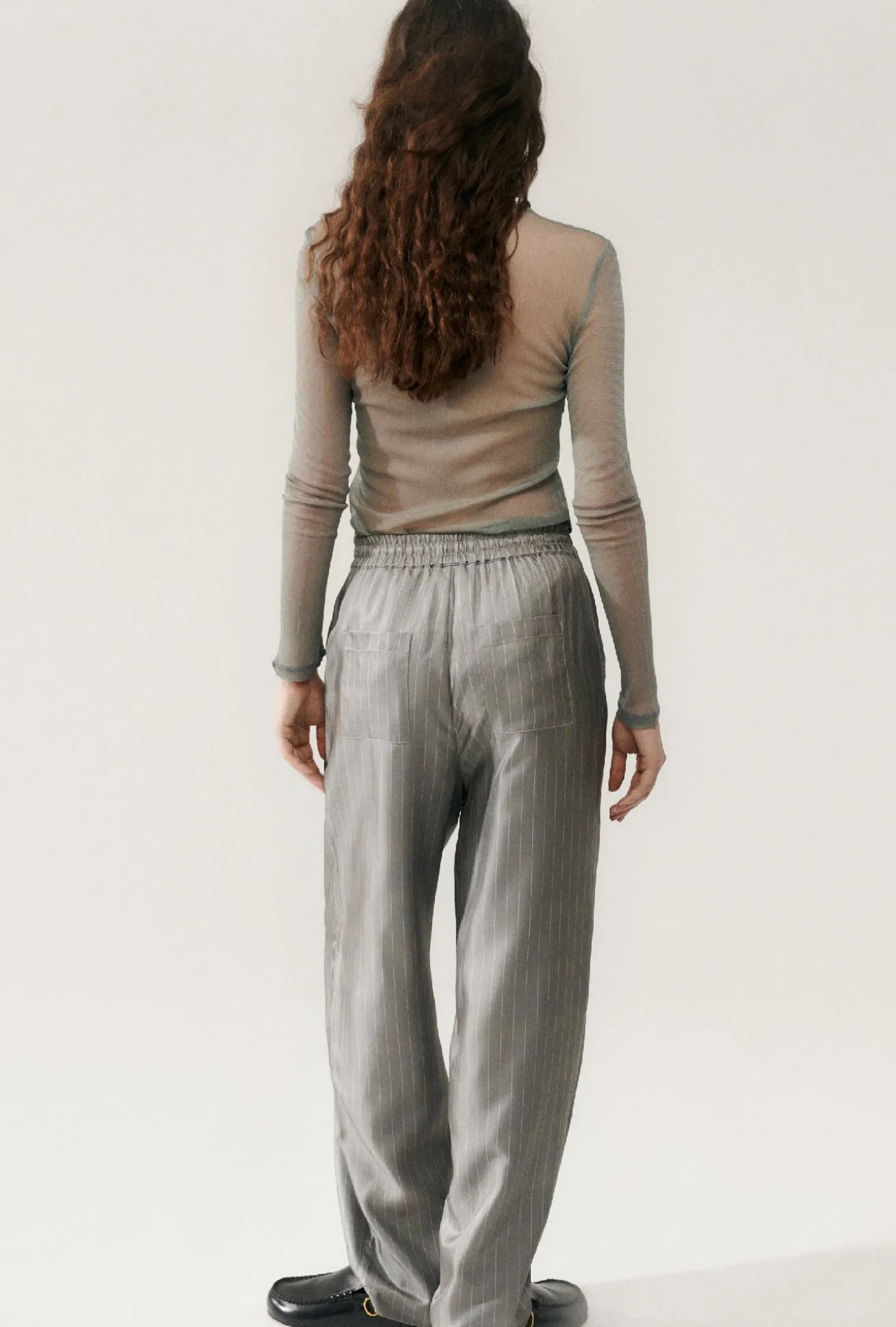 TWILL SLOUCH PANTS MOON PINSTRIPE