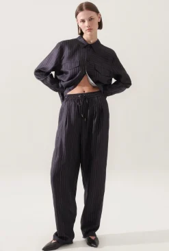 TWILL SLOUCH PANTS PINSTRIPE BLACK / WHITE