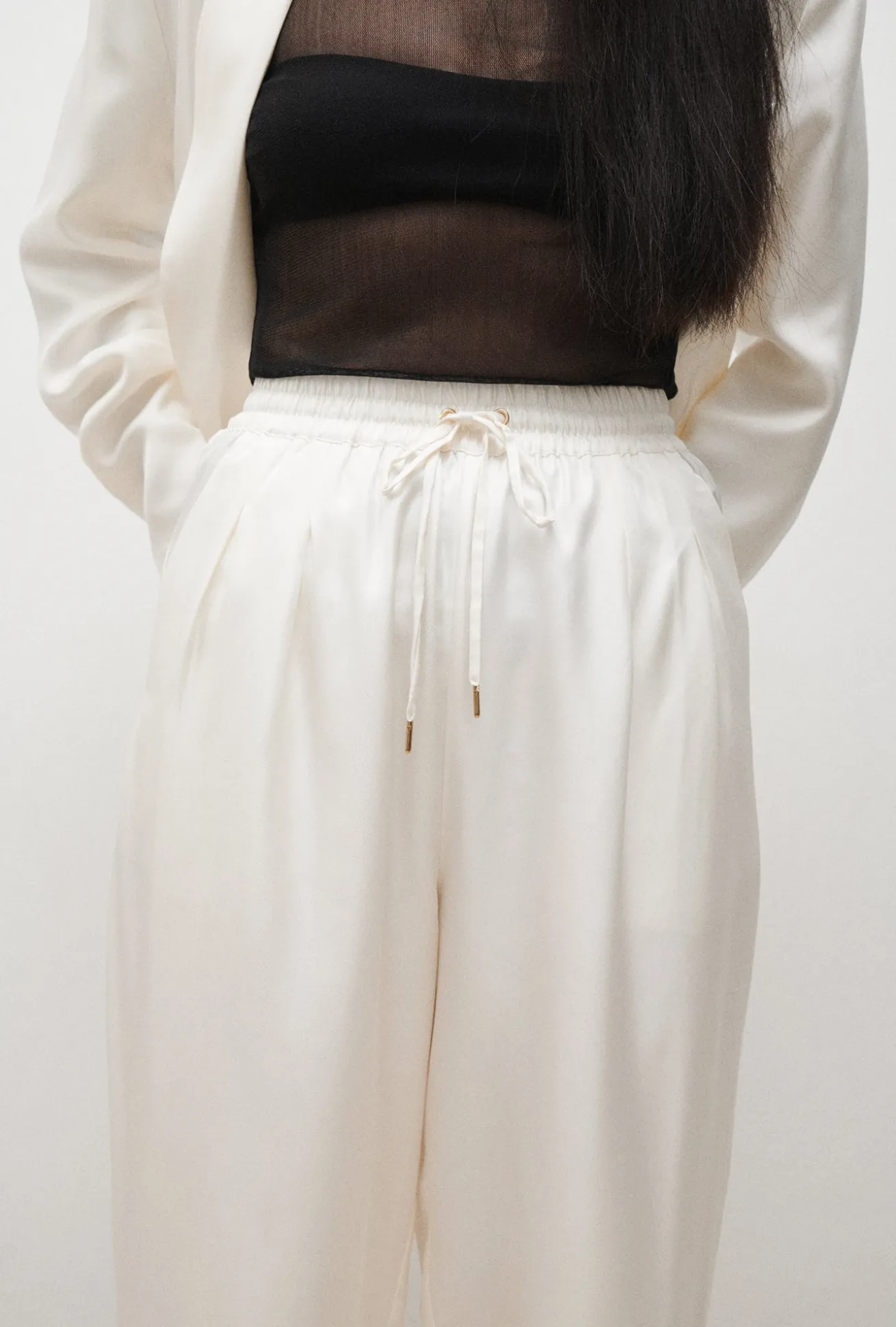 TWILL SLOUCH PANTS WHITE