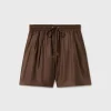 TWILL SLOUCH SHORTS DARK EARTH PINSTRIPE