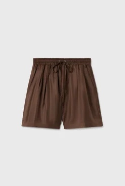 TWILL SLOUCH SHORTS DARK EARTH PINSTRIPE