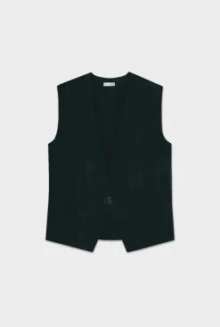 TWILL SLOUCH VEST BLACK