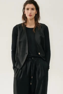 TWILL SLOUCH VEST BLACK