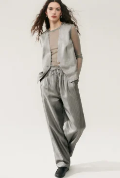 TWILL SLOUCH VEST MOON PINSTRIPE