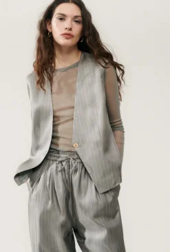 TWILL SLOUCH VEST MOON PINSTRIPE