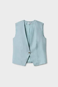 TWILL SLOUCH VEST SKY