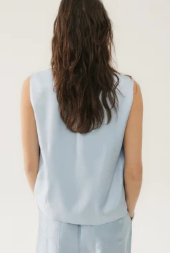 TWILL SLOUCH VEST SKY