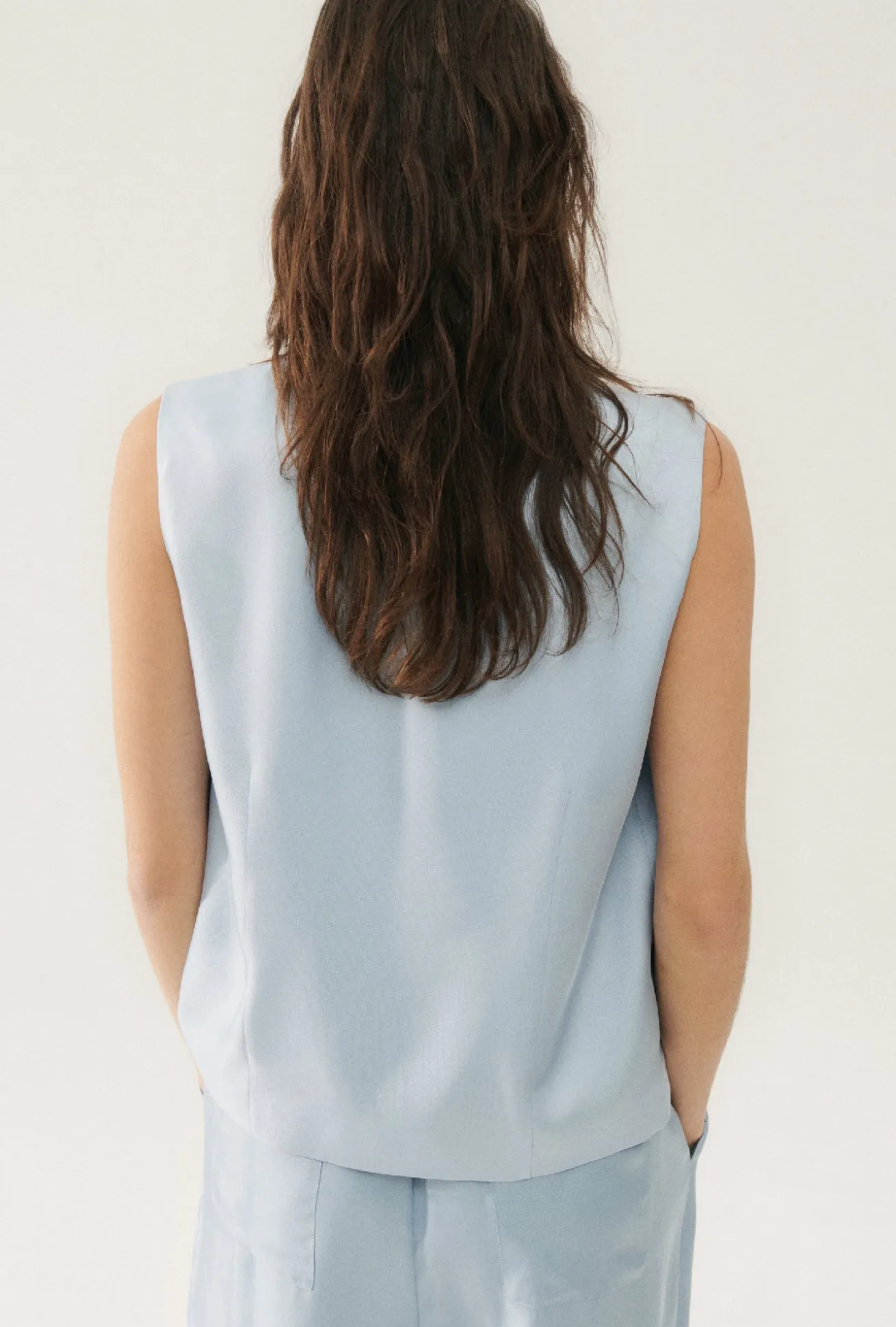 TWILL SLOUCH VEST SKY