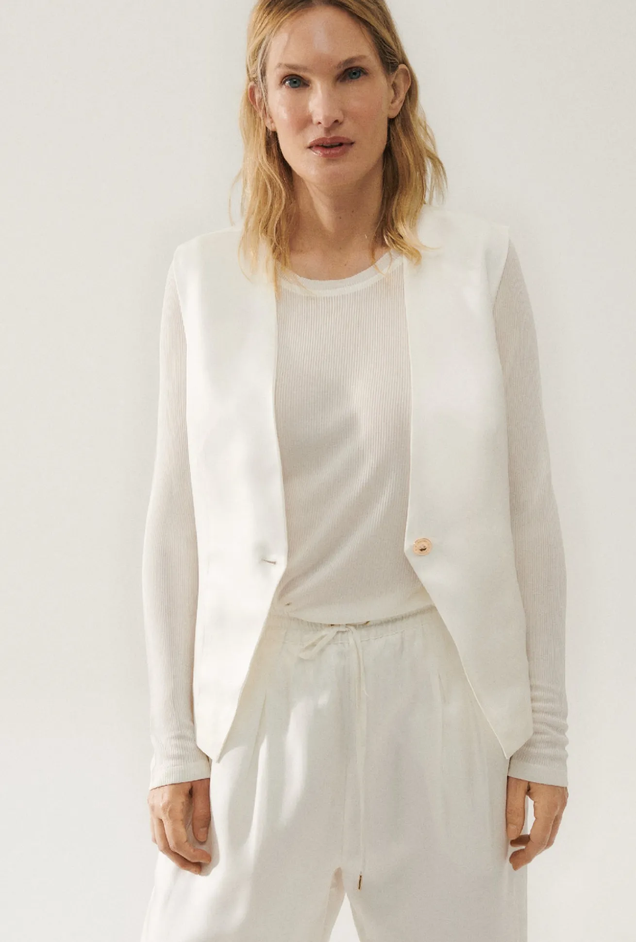 TWILL SLOUCH VEST WHITE