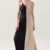 TWO-TONE DRESS HAZELNUT/BLACK