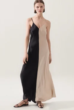 TWO-TONE DRESS HAZELNUT/BLACK