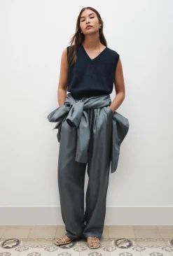 V -NECK SWEATER VEST AZUL MELANGE