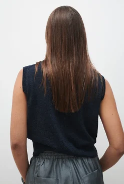 V -NECK SWEATER VEST AZUL MELANGE
