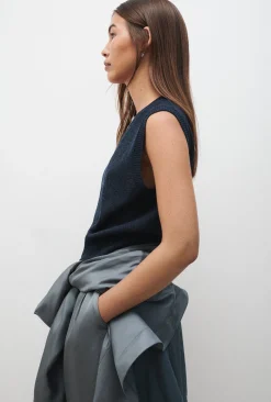 V -NECK SWEATER VEST AZUL MELANGE