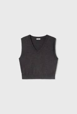 V -NECK SWEATER VEST GRANITE MELANGE