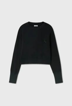 WOOL CROPPED CREWNECK BLACK