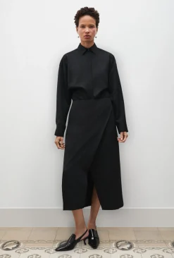 WOOL WRAP SKIRT BLACK