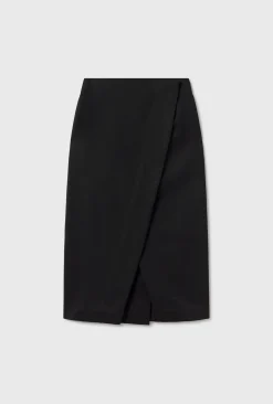 WOOL WRAP SKIRT BLACK