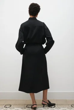 WOOL WRAP SKIRT BLACK