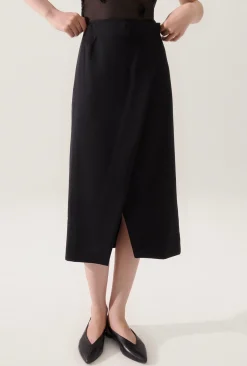WOOL WRAP SKIRT BLACK