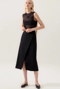 WOOL WRAP SKIRT BLACK
